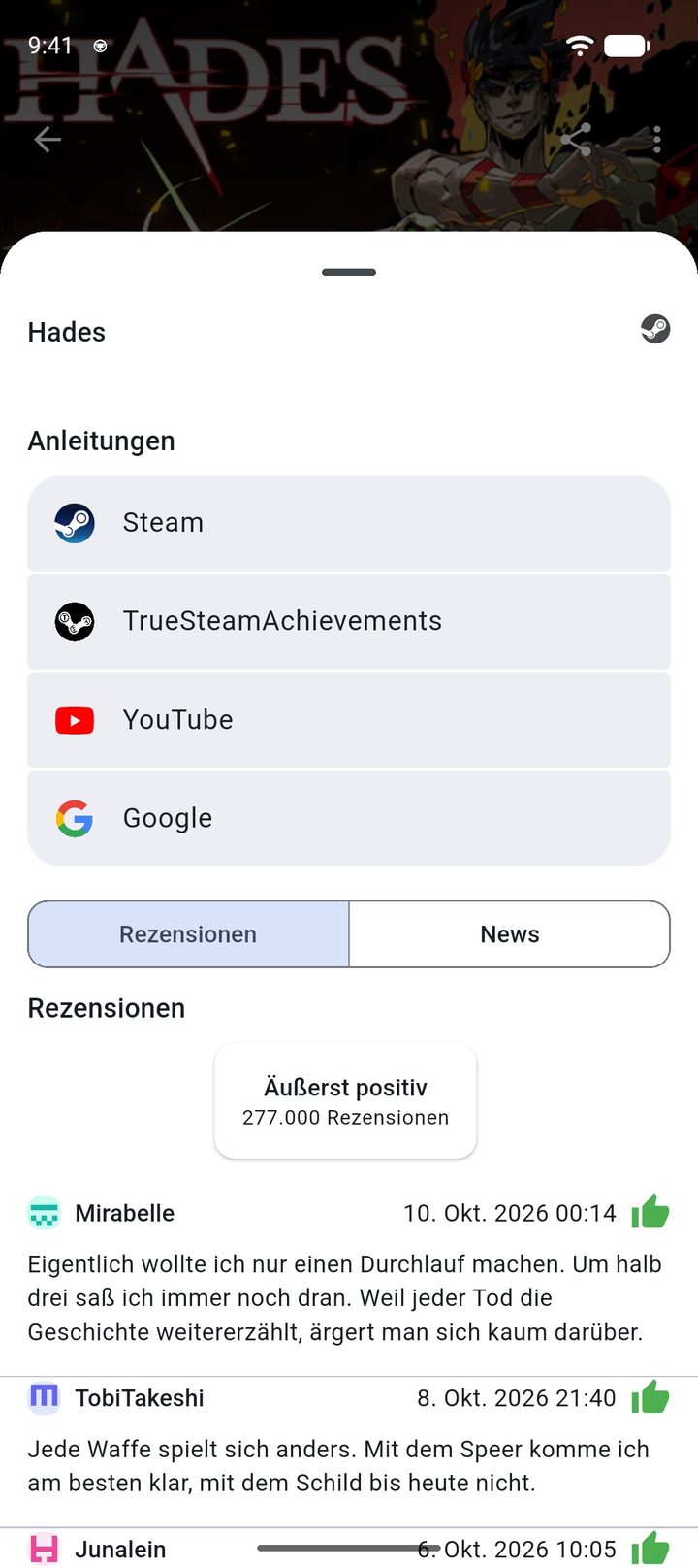 Infos zu Hades mit der Steam-Bewertung „Äußerst positiv“ und den neuesten Rezensionen